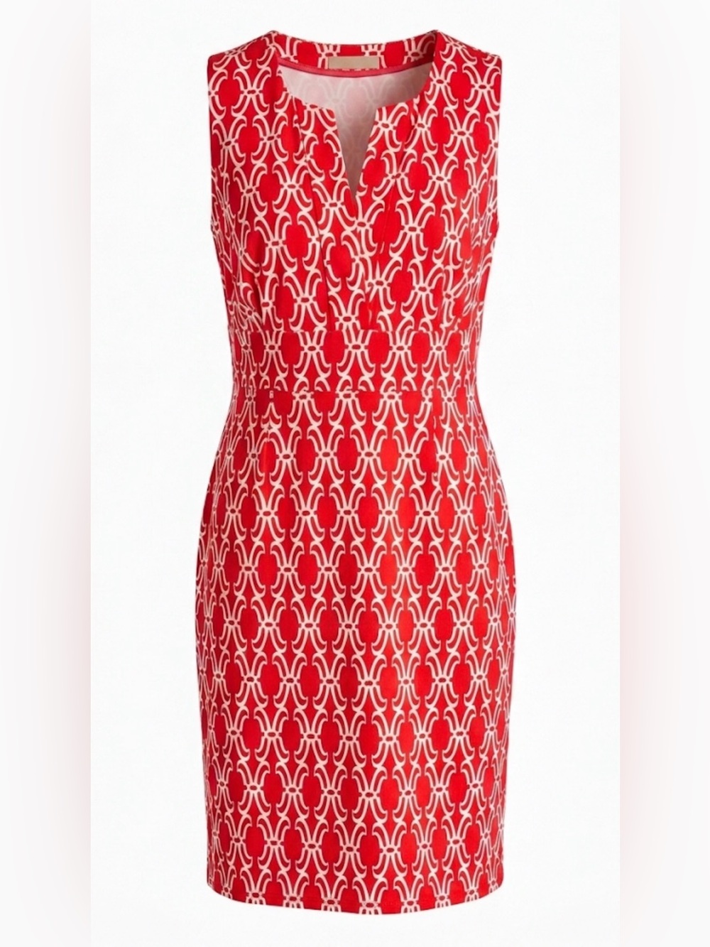 Joseph Ribkoff Coral & White Trellis Print Sleeveless Sheath Dress - Size 10
